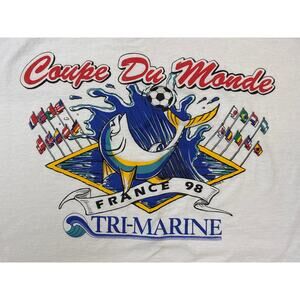 Vtg 1998 Coupe du Monde France 98 Tri-Marine tank top women’s XL white